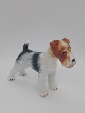 Vintage Giftcraft Japan Porcelain Wire Fox Terrier Dog Figurine 1960s